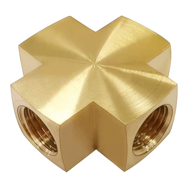 Midanya 1/4 x 1/4 x 1/4 x 1/4 Inch NPT Female Thread Adapter Cross Pipe Fitting Barstock Cross 4 Way Connector Brass Pipe Fittings(1-pack) - Image 1
